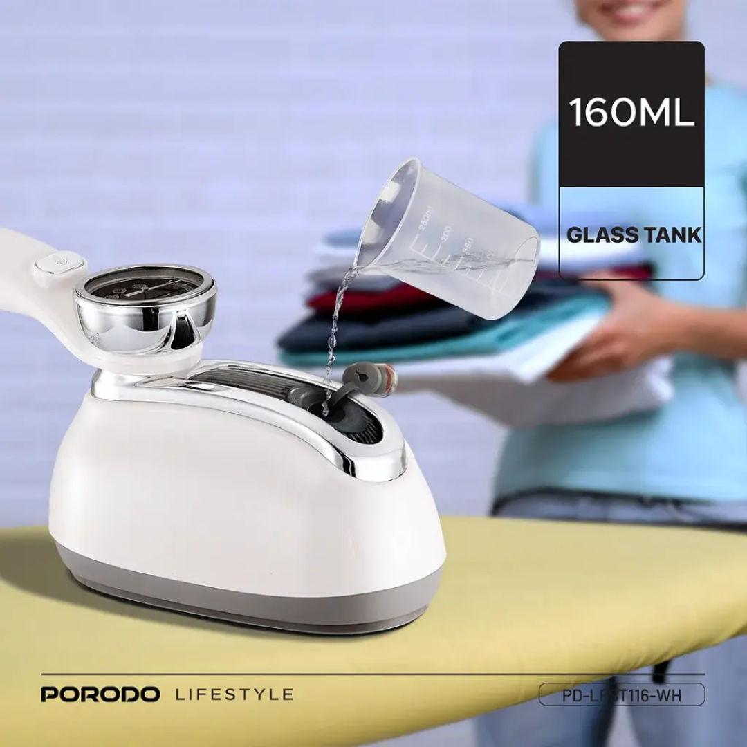 Porodo Lifestyle Retro Thermometer Steam & Heat Iron, White
