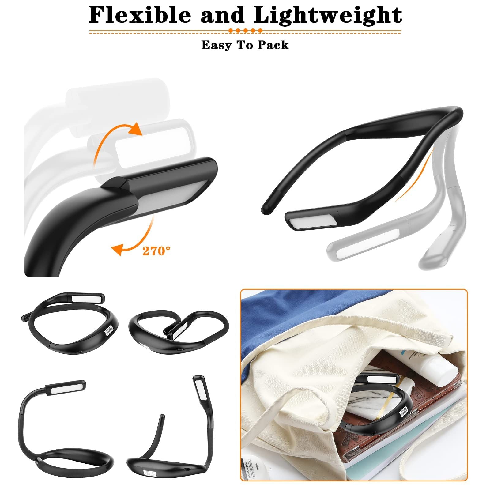 Neck Reading Lamp Portable Hands Free LED Book Lights For Reading In Bed