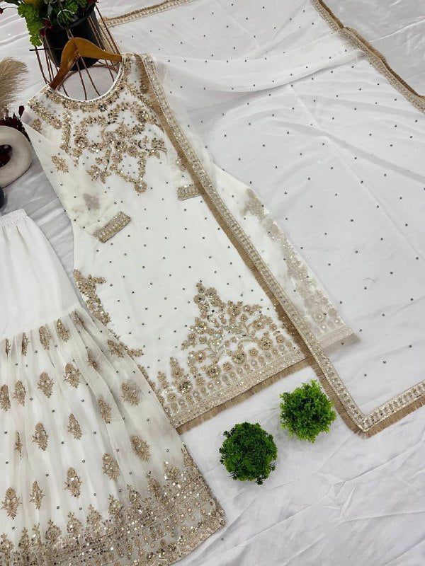 Fab Zone Beautiful Top-Bottom And Dupatta With Heavy Embroidery Sequence Work