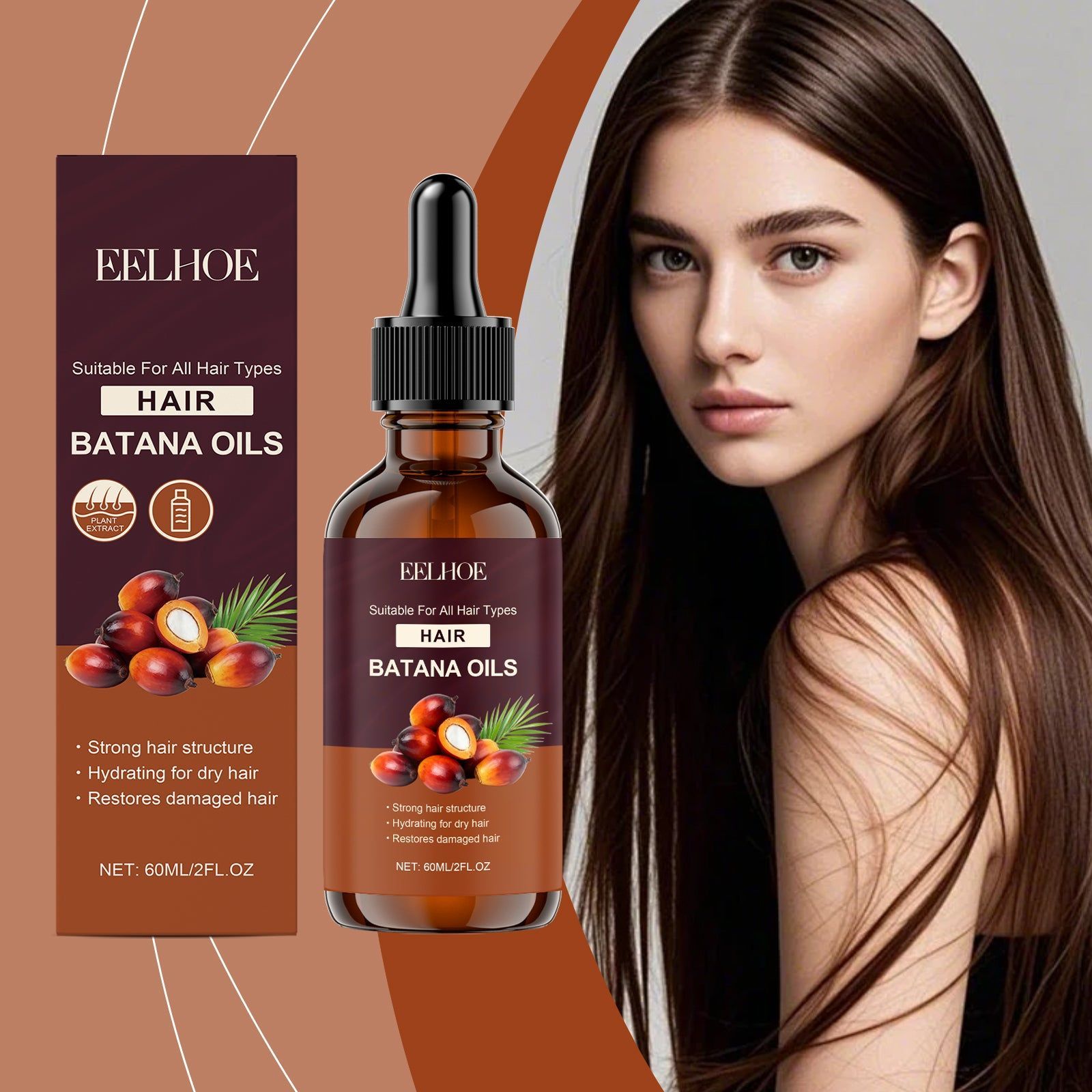 Batana Hair Oil for Soft, Smooth, Nourished Hair, Hydrating Hair Care Essence ,60ml