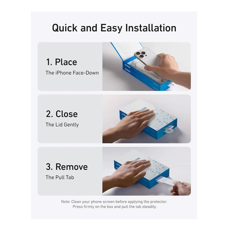 Anker Screen Printing High Definition Tempered Glass Kit for iPhone 16 Pro, Clear