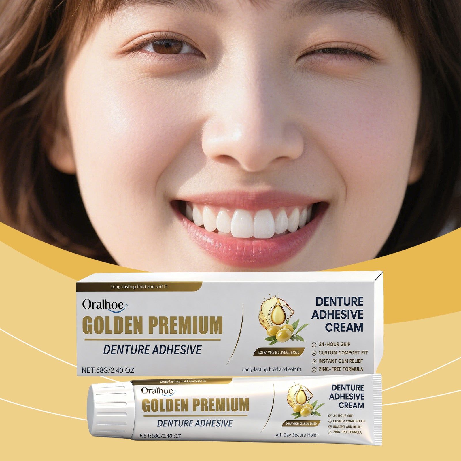 Strong Denture Fixation Adhesive, Long-Lasting, Comfortable, Natural Smile ,68g