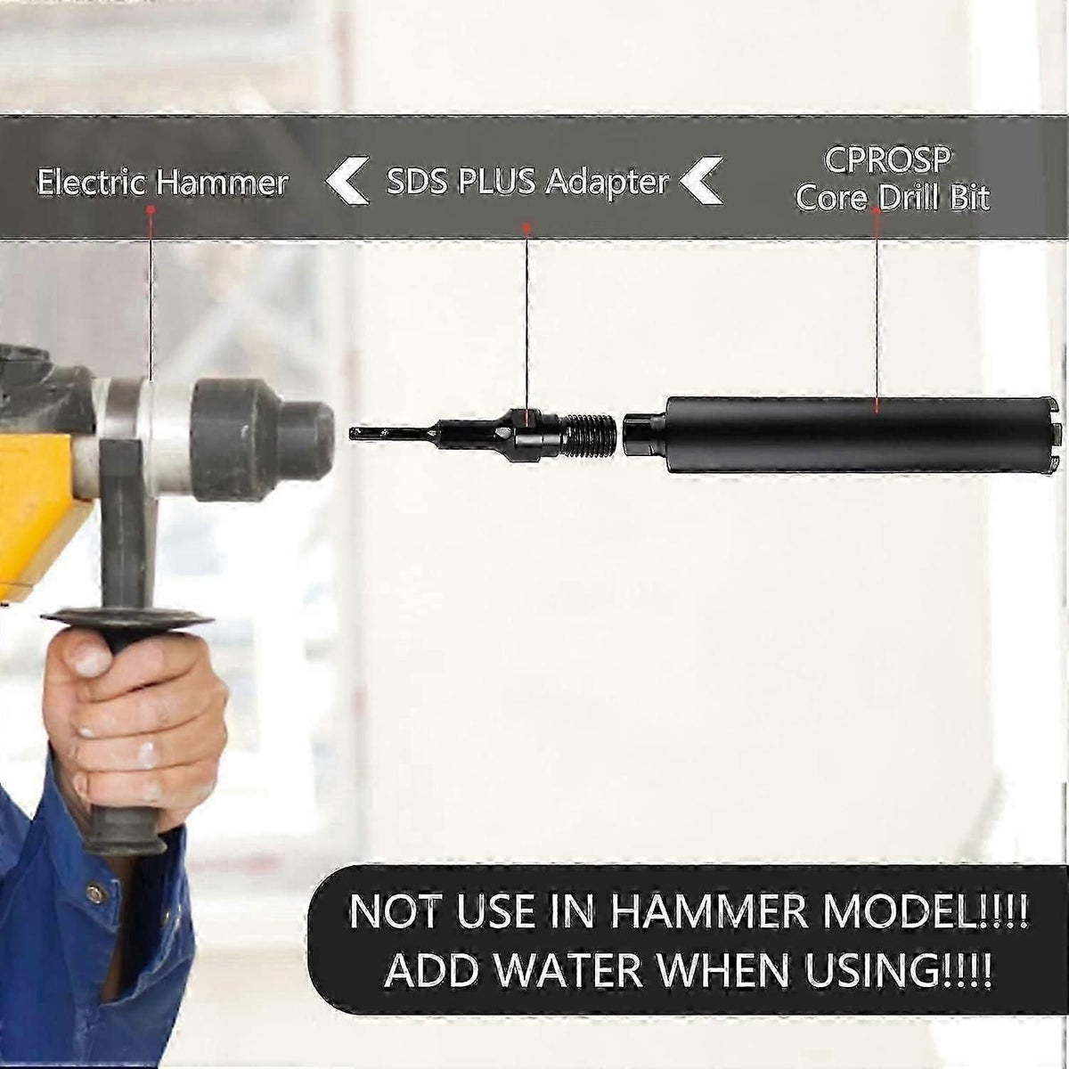 SDS Plus to 1-1/4 UNC Adapter for Diamond Core Drill Bits