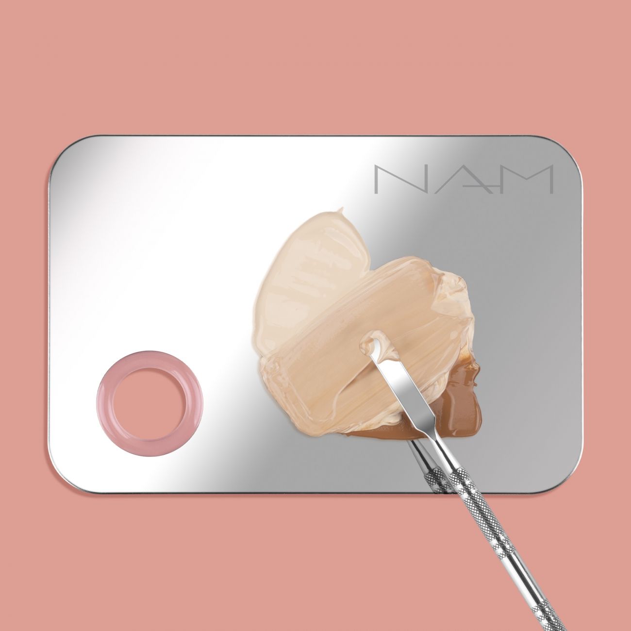 NAM Stainless Steel Mixing Palette With Spatula
