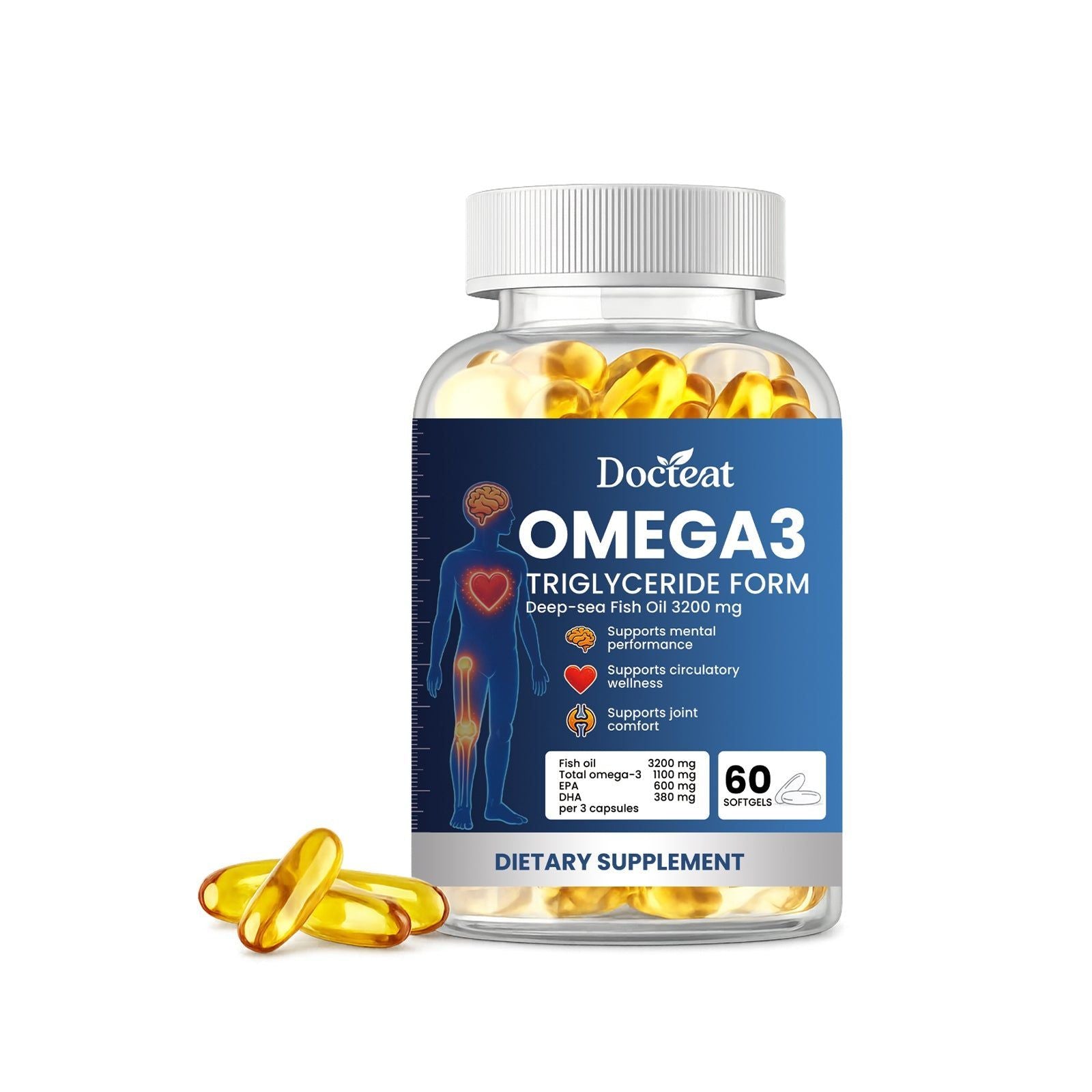 Boost Your Body Care Daily, Joint & Heart Support with Fish Oil Capsules ,60 softgels