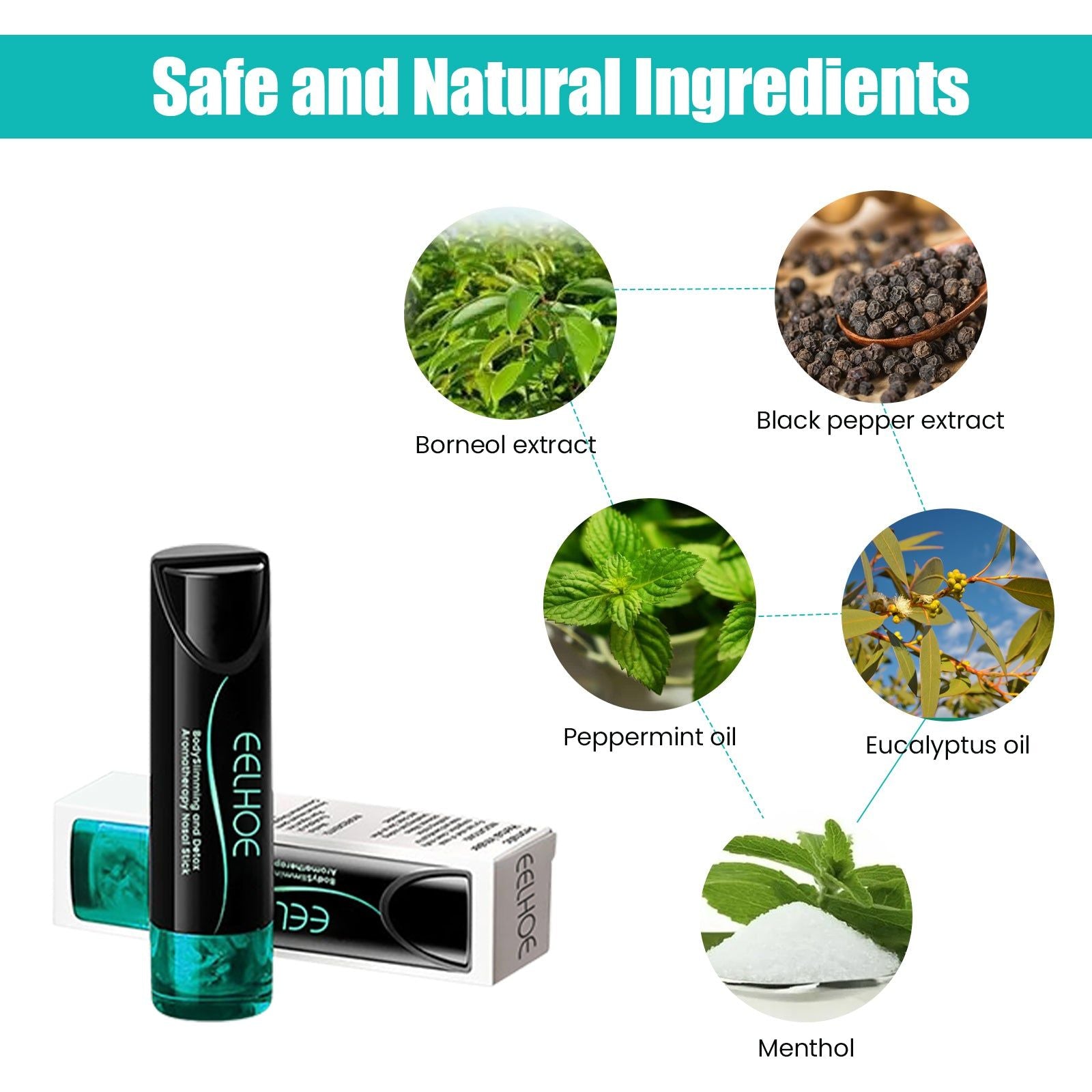 Aromatherapy Nose Inhaler for Slimming and Toning, Detox, Refreshing Mint ,2.5g