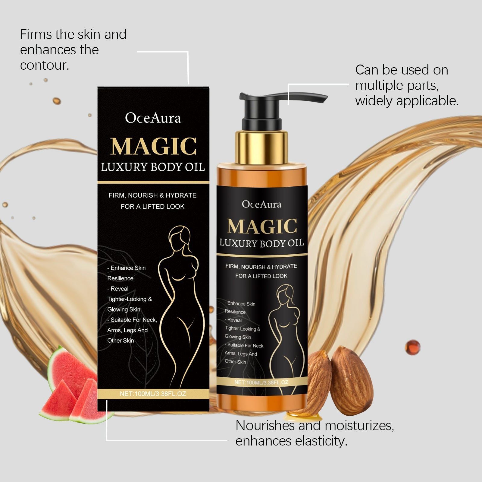 Body Care Oil, Deep Moisturizer, Skin Lightening, Firming, Radiance ,100ml
