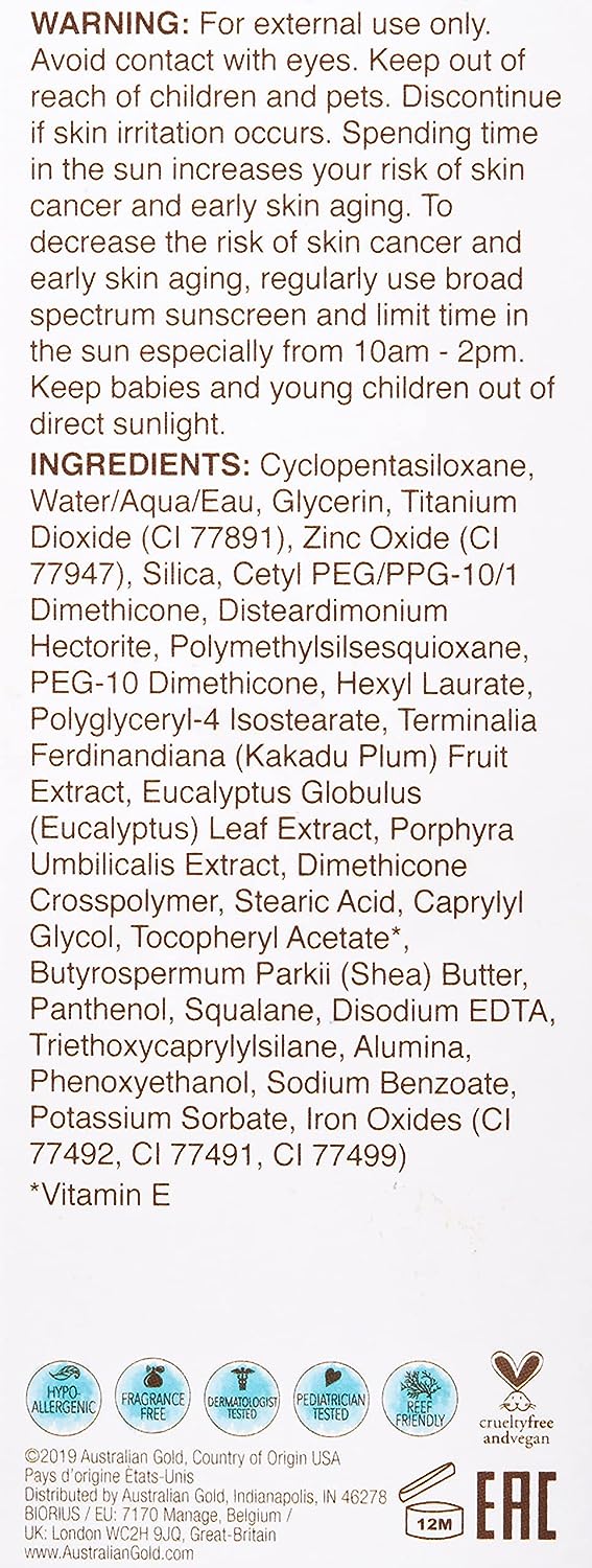 أستراليان جولد بوتانيكال صن سكرين تينتد فيس 50 SPF 89 مل (3 أونصة سائلة)