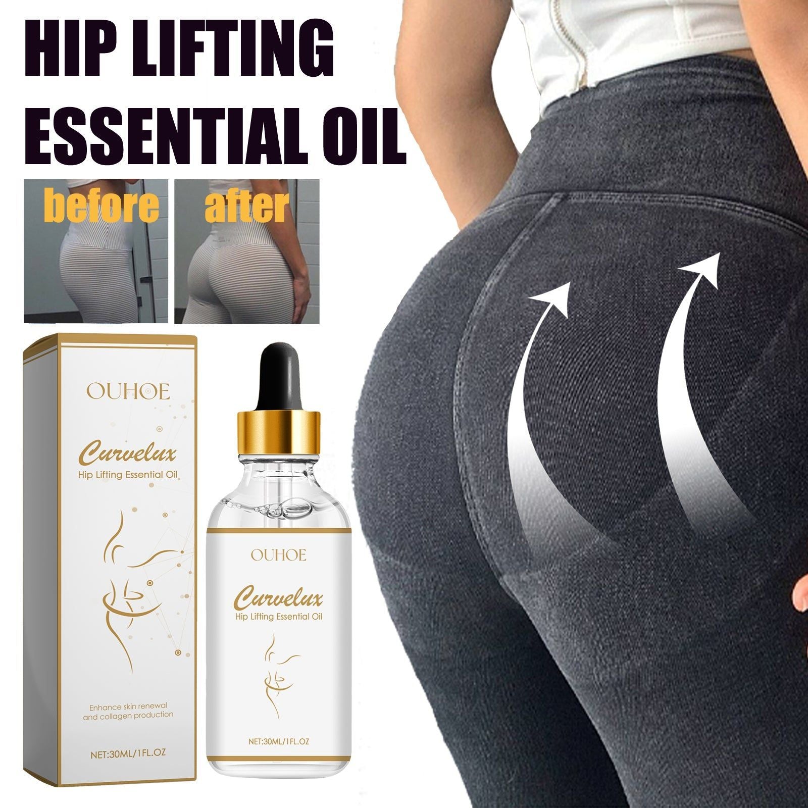 Ultimate Hip Lift Essential Oil for Firming, Tightening, and Shaping Buttocks ,30ml