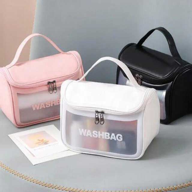 Large Capacity Portable Waterproof Transparent PVC Women Cosmetic Bag - Travel Organizer for Makeup & Toiletries