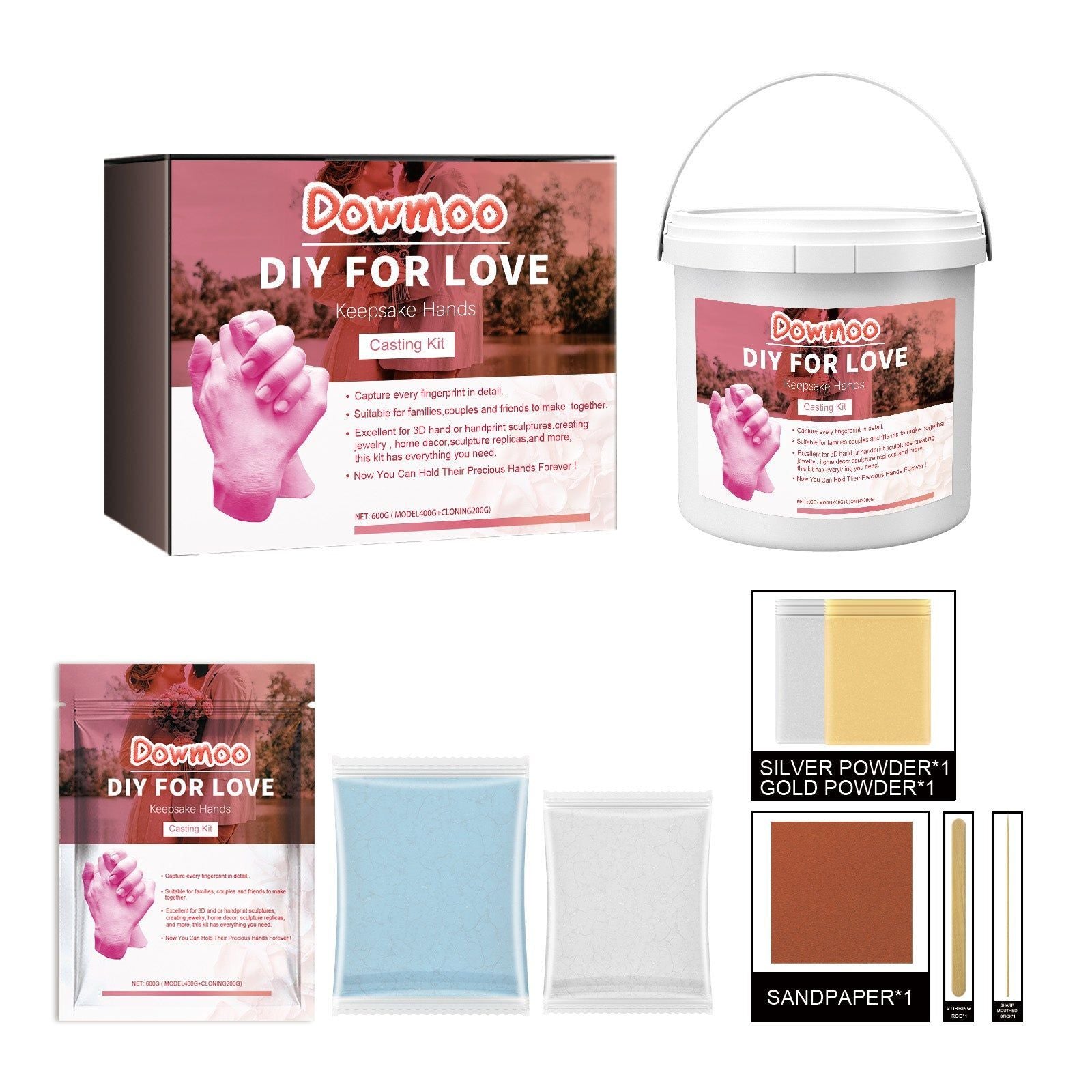 Create Lasting Memories with Hand Model Powder for Couples, DIY Hand Casting Kit ,1set
