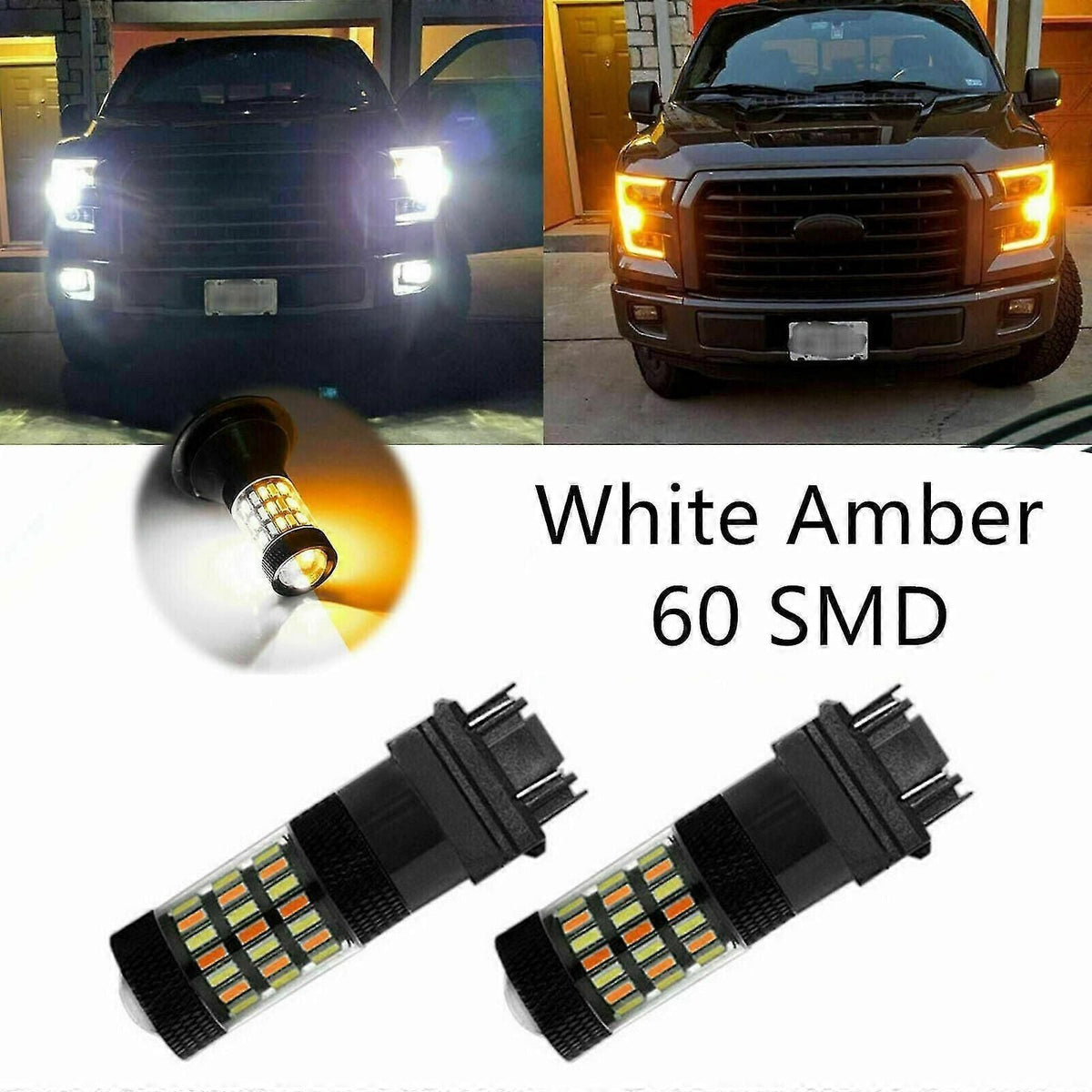 2x 3157 Switchback LED Bulbs for Dodge Ram 1500/2500/3500 - Dual Color White/Amber Turn Signal Lights