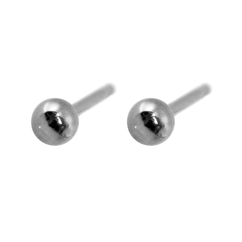 Caflon Fashion Sense, White Stainless Ball Earring, 3mm