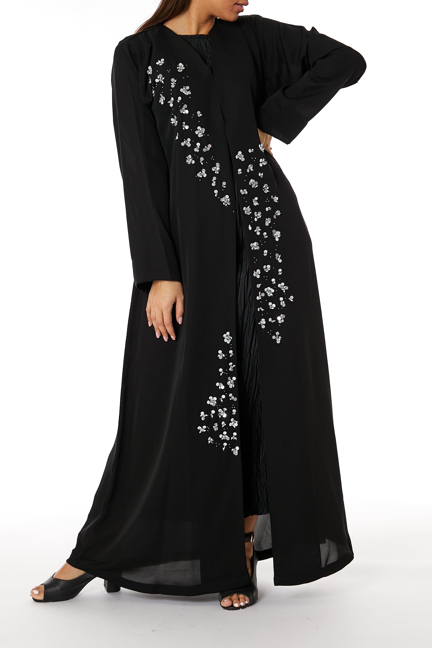 MOiSTREET Black Nida Embellished Abaya