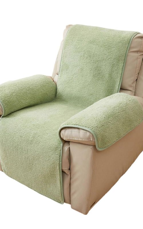 Plush Lambswool Armrest Protector Cover For Sofa Recliner Slip Yellow