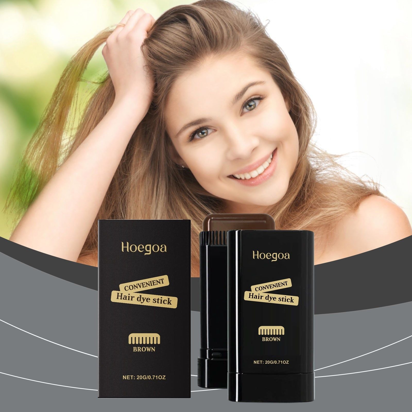 Brown Hair Color Stick, Natural Hair Covering, Portable Hair Touch-Up, Easy Hair Care ,20g