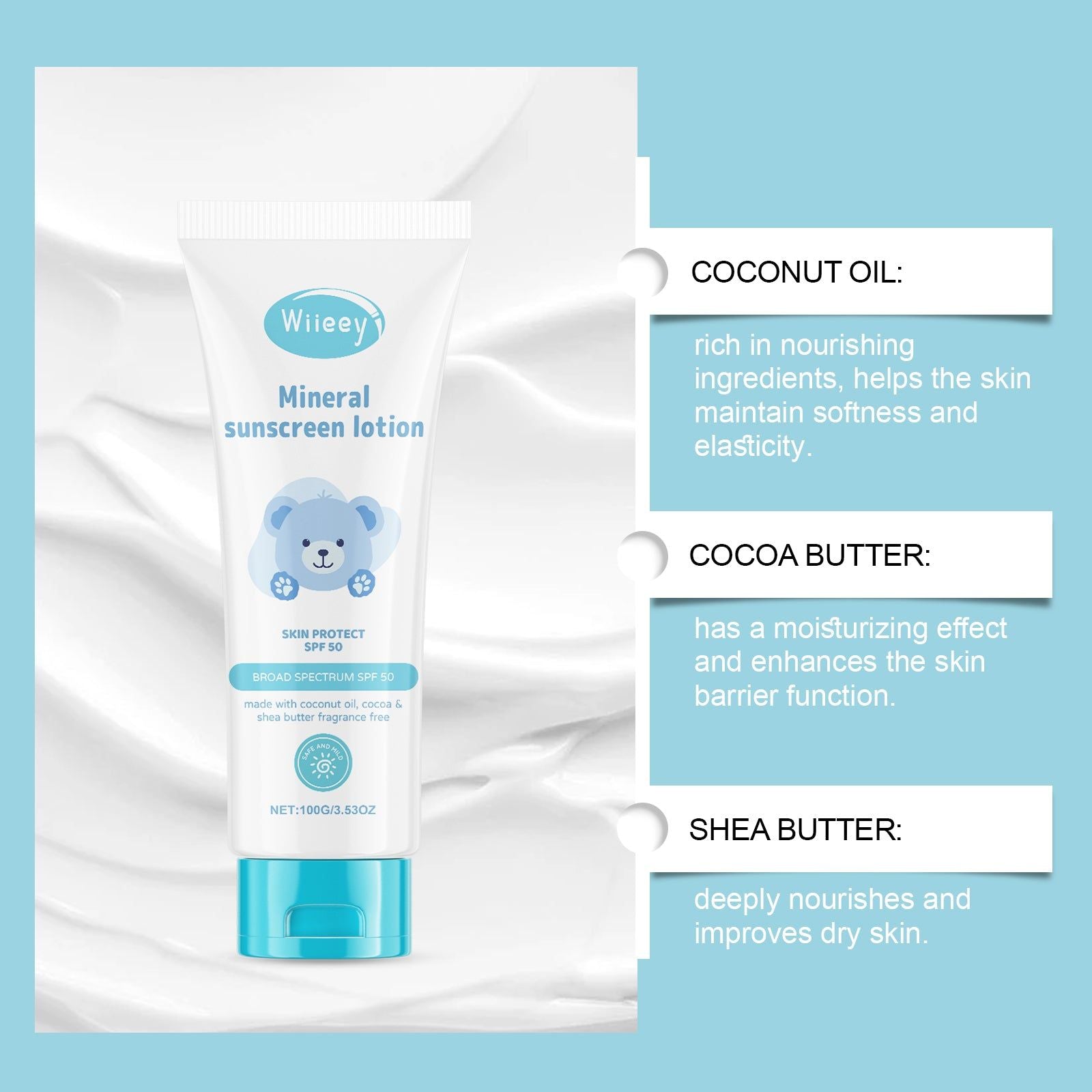 Children's Moisturizing Protection Cream, Daily Outdoor Skin Care, Gentle, Fast Absorbing ,100g
