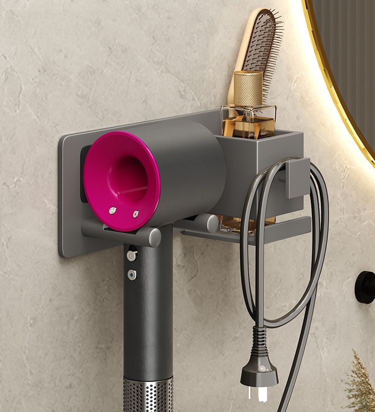 Bathroom Hair Dryer Rack Adhesive Wall Mount Hair Dryer Holder Comb Organizer