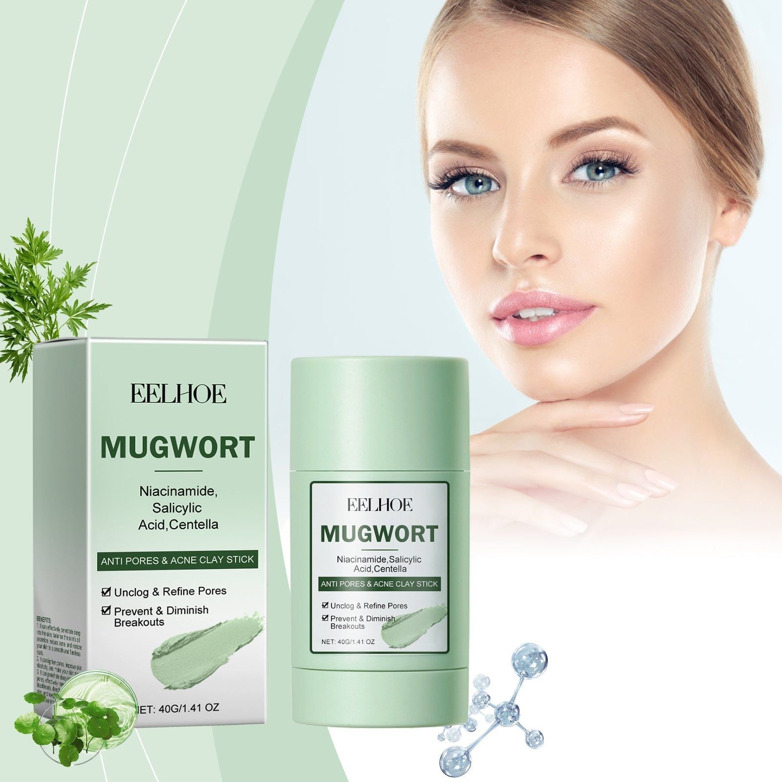 Deep Cleansing Mud Mask for Pores, Blackhead Removal, Brightening, Hydrating, Salicylic Acid ,40g