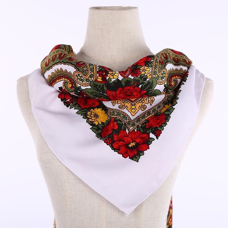 Red Floral Paisley Square Hijab Scarf for Women 110cm