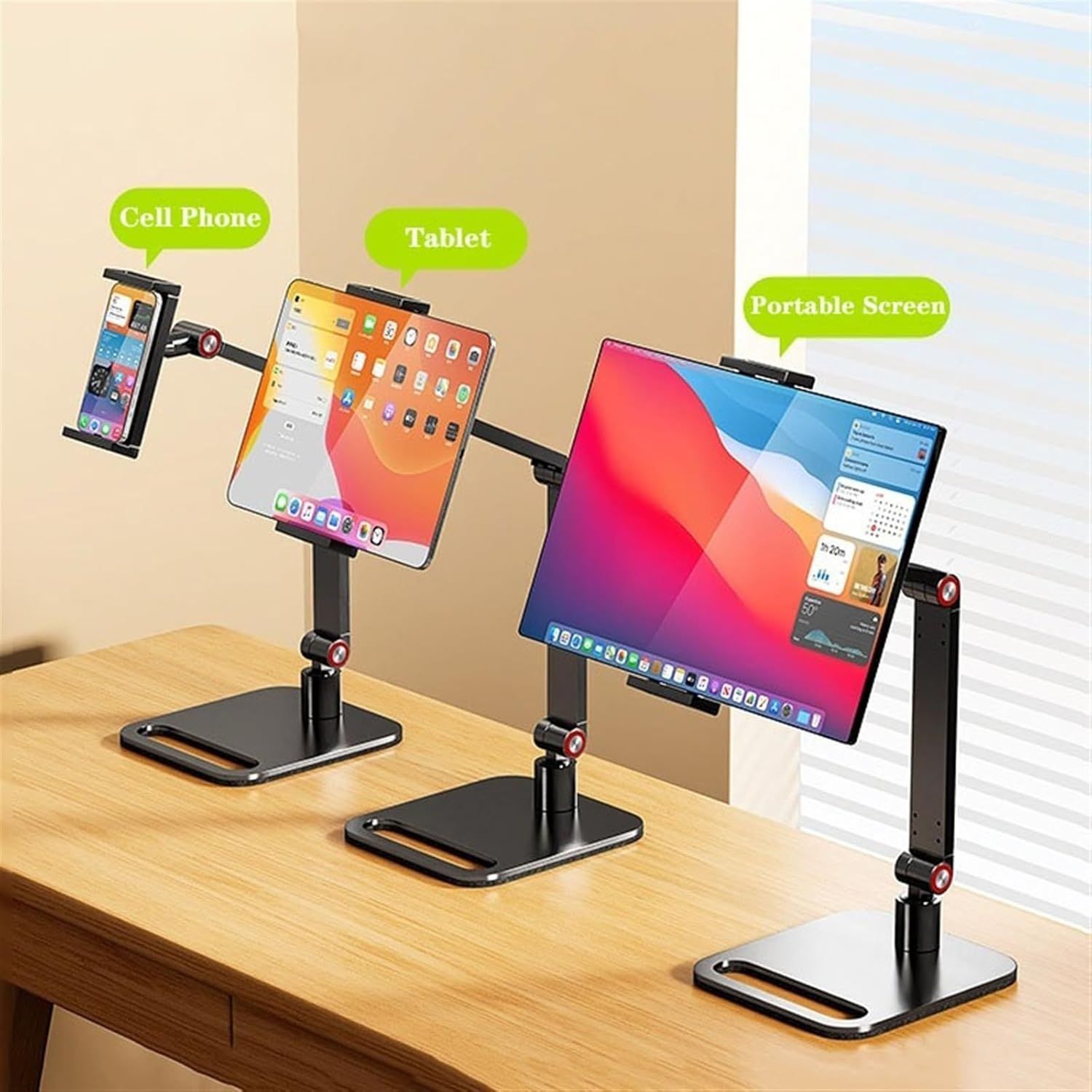 Portable Monitor Stand Universal Metal Desk Holder for Phones Tablets Screens