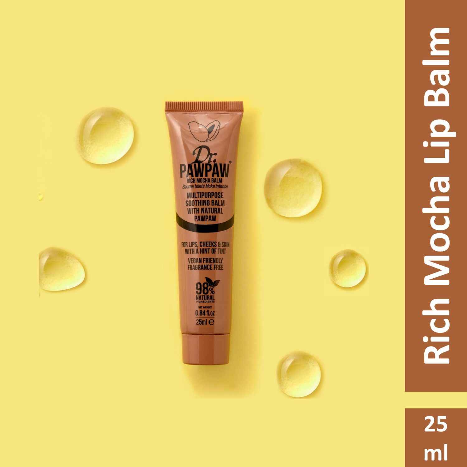 Dr. Pawpaw Rich Mocha Balm - Multi-purpose Balm, Pawpaw Lip Balm, Lip Balm, Tinted Balm, Skin Highlighter, Smooth Skin, Ed Lips, Vegan Beauty, Ethical Beauty, 25ml