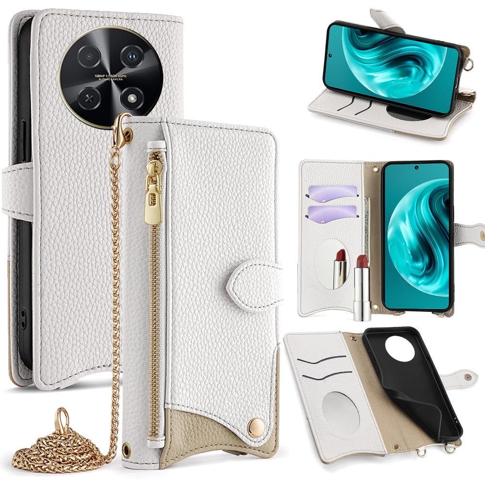 Litchi Leather Case For Huawei nova 12i / Enjoy 70 Pro