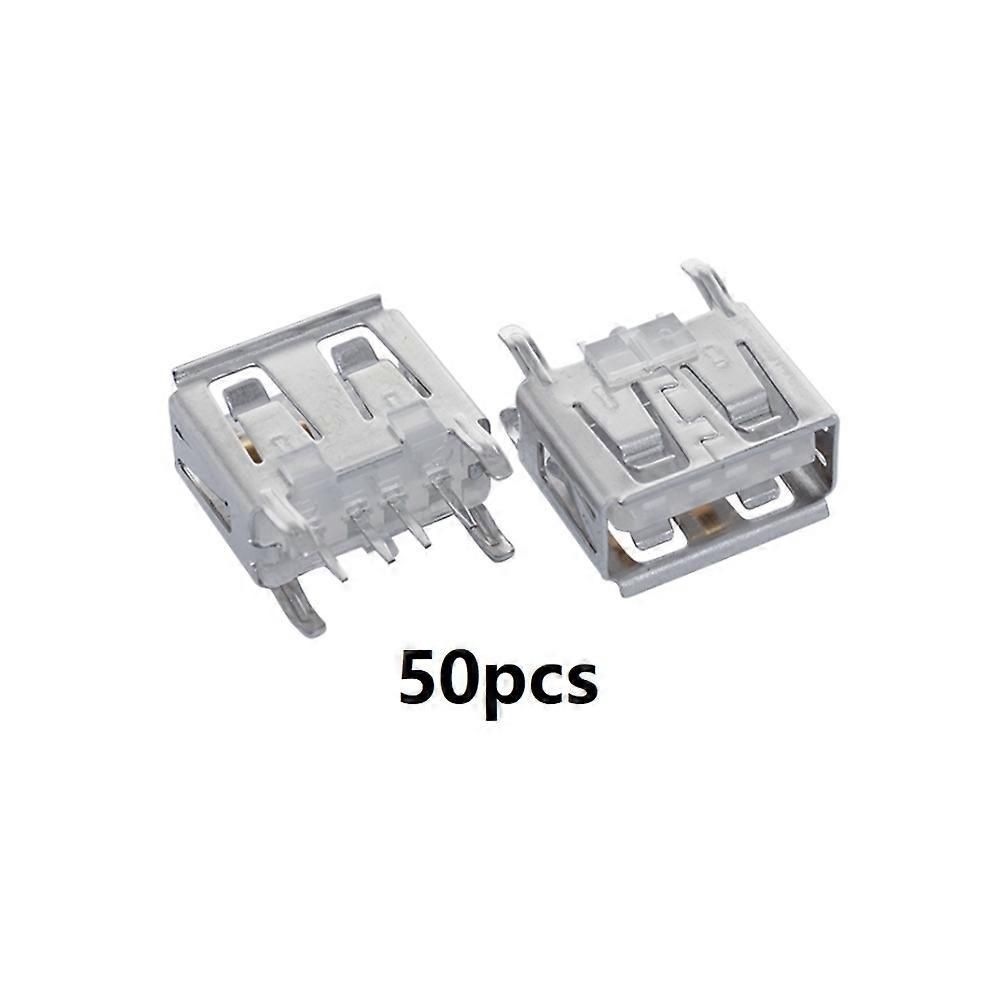 50pcs Laptop Motherboard Micro-2.0 USB 4pin DC White A Type Cabriole Leg 180 Degree Female Connector Socket Jack Plug