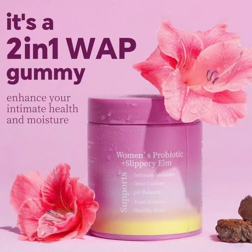 Women's Probiotic Gummies with Slippery Elm, 60 Count, Feminine Intimate Health & pH Balance Support
