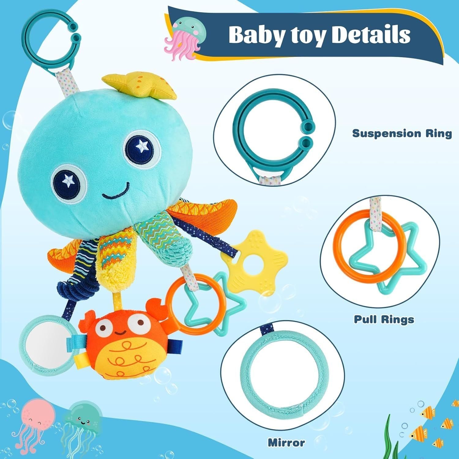 Baby Plush Musical Toy Pram Toys Hanging Stuffed Animal Toy for Babies 0-12 Months