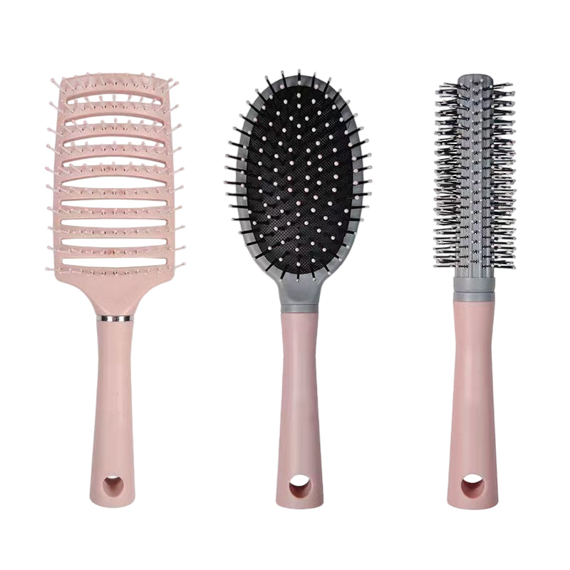 3Pcs Paddle Hair Brush Set with Vent & Round Brushes