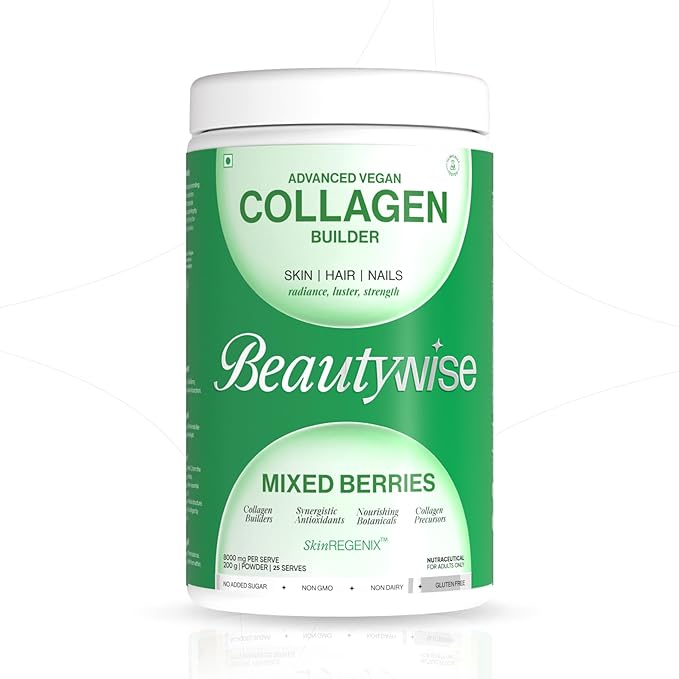 Beautywise Vegan Plant Based Collagen builder & Mood Enhancer With 45 Active Ingredients For Skin Repair (APPLE & GRAPES) 250G