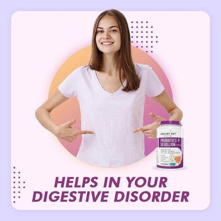 Healthy Hey Nutrition Probiotics 50 Billion CFU Multi- Strains, 60 Veg. Capsules, Targeted Release Technology