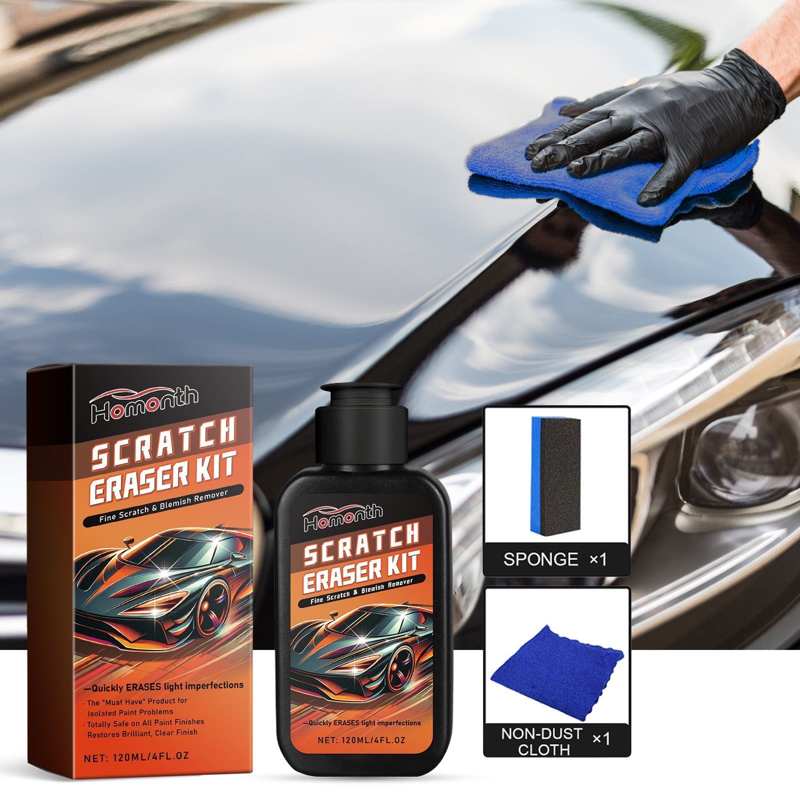 Car Scratch Repair Kit, Fast Paint Scratch Removal, Easy Car Body Touch Up ,1set