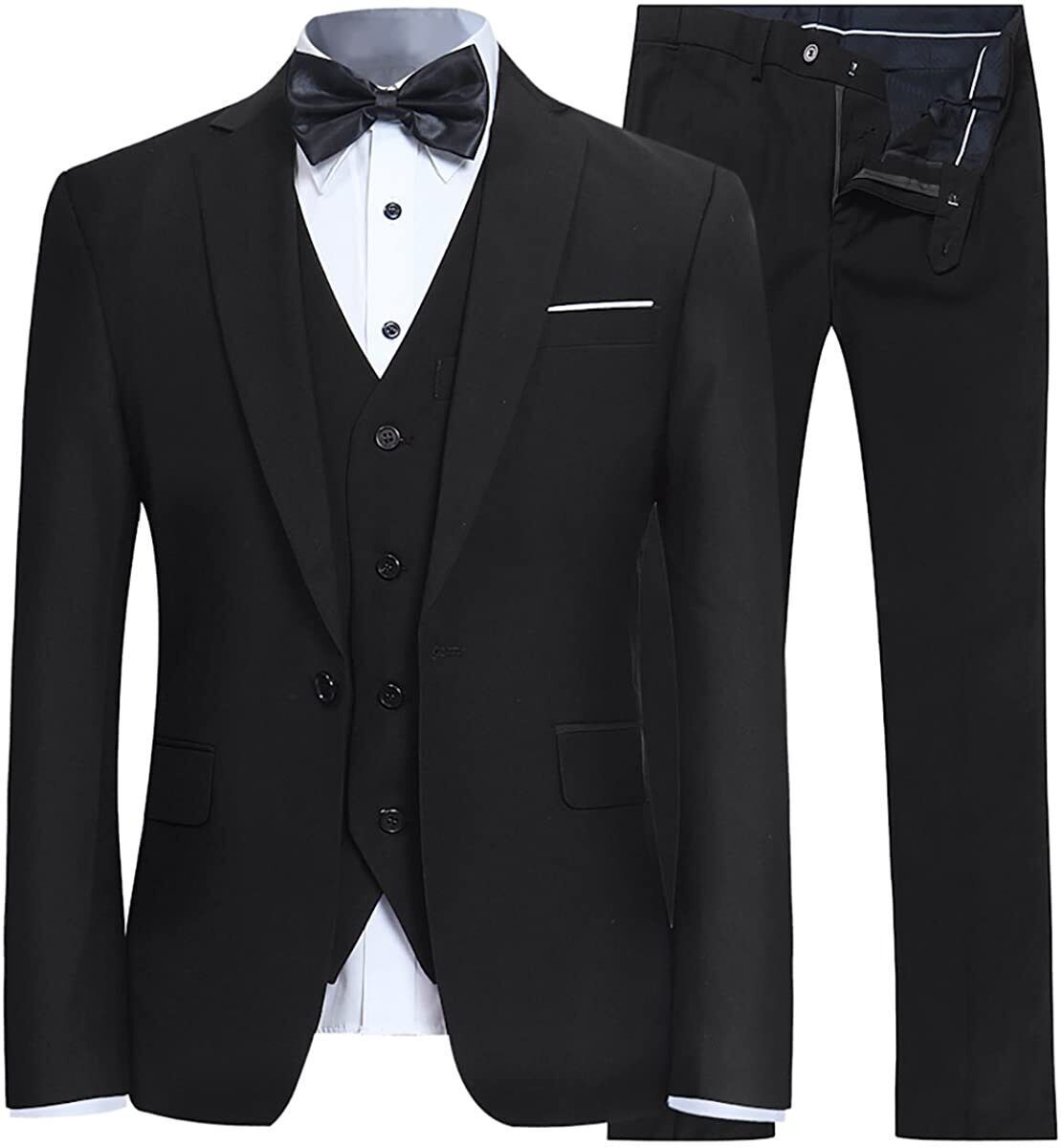 Black Coat pant for men 3 pc tuxedo Slim Fit Suit Wedding Blazer Jacket