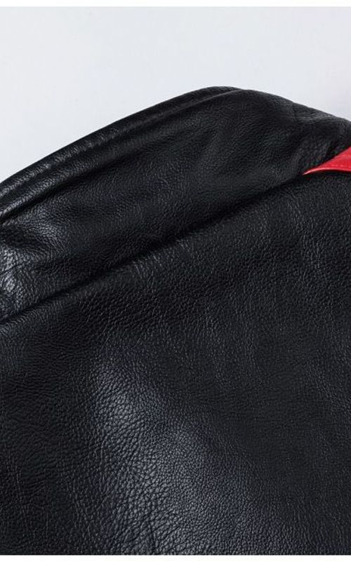 Men Motorcycle Leather Jacket Stand Collar Vintage Zipper Biker Coat Racer Outerwear