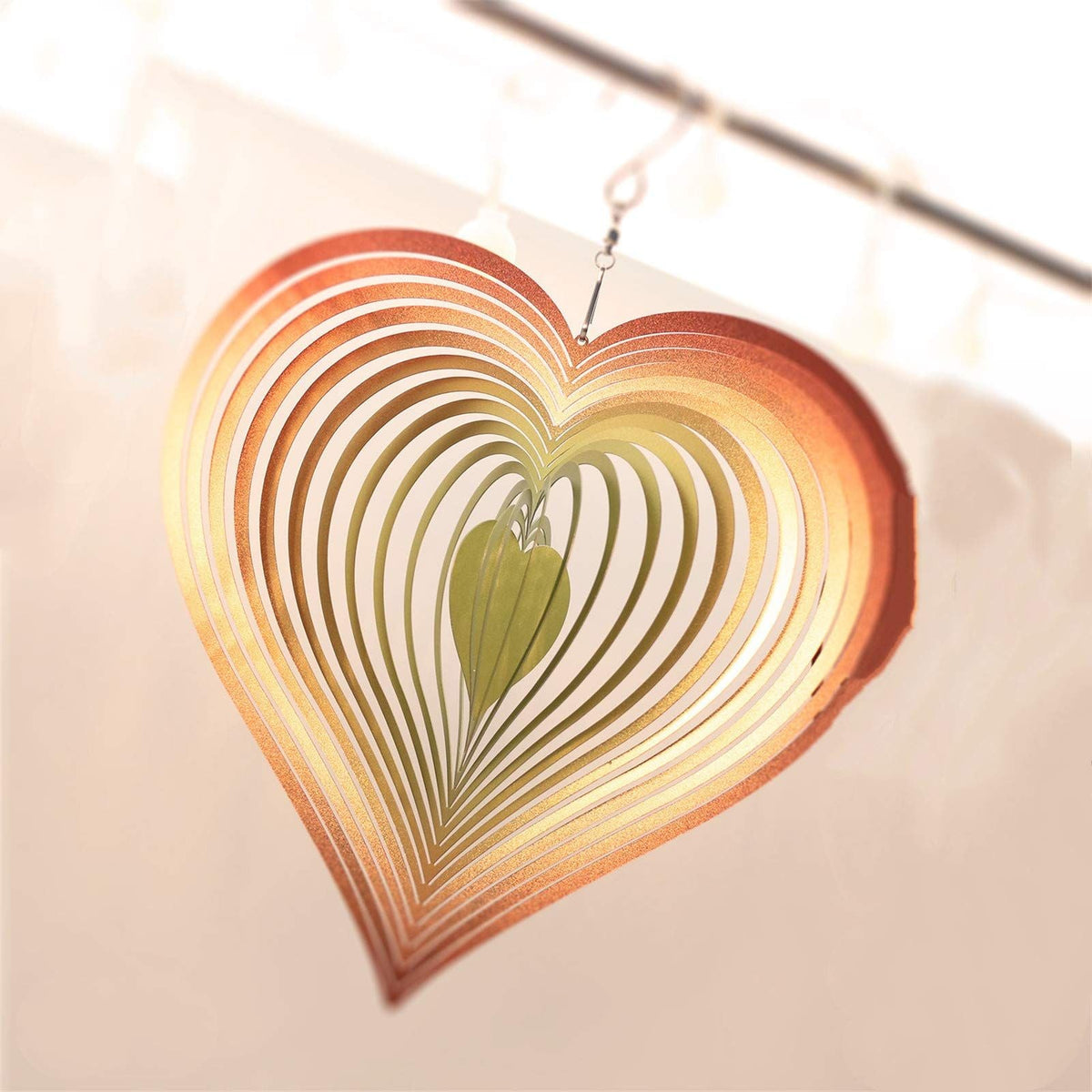 3D Stainless Steel Wind Chimes Heart Shaped Metal Wind Bell Windmills Ornaments