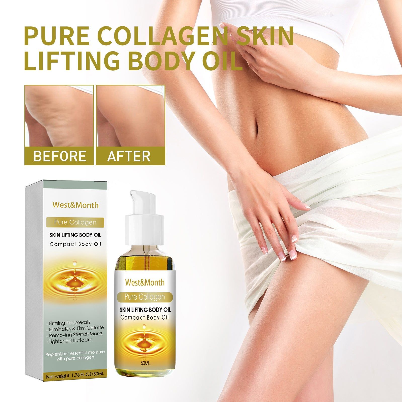 Collagen Body Care Oil for Firming, Moisturizing, and Cellulite Reduction ,50ml