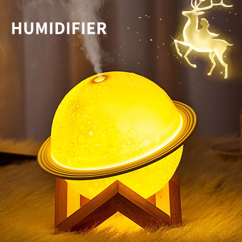 3D Planet Humidifier USB Small Night Light Planet Lamp Bedroom Saturn Light With Bracket