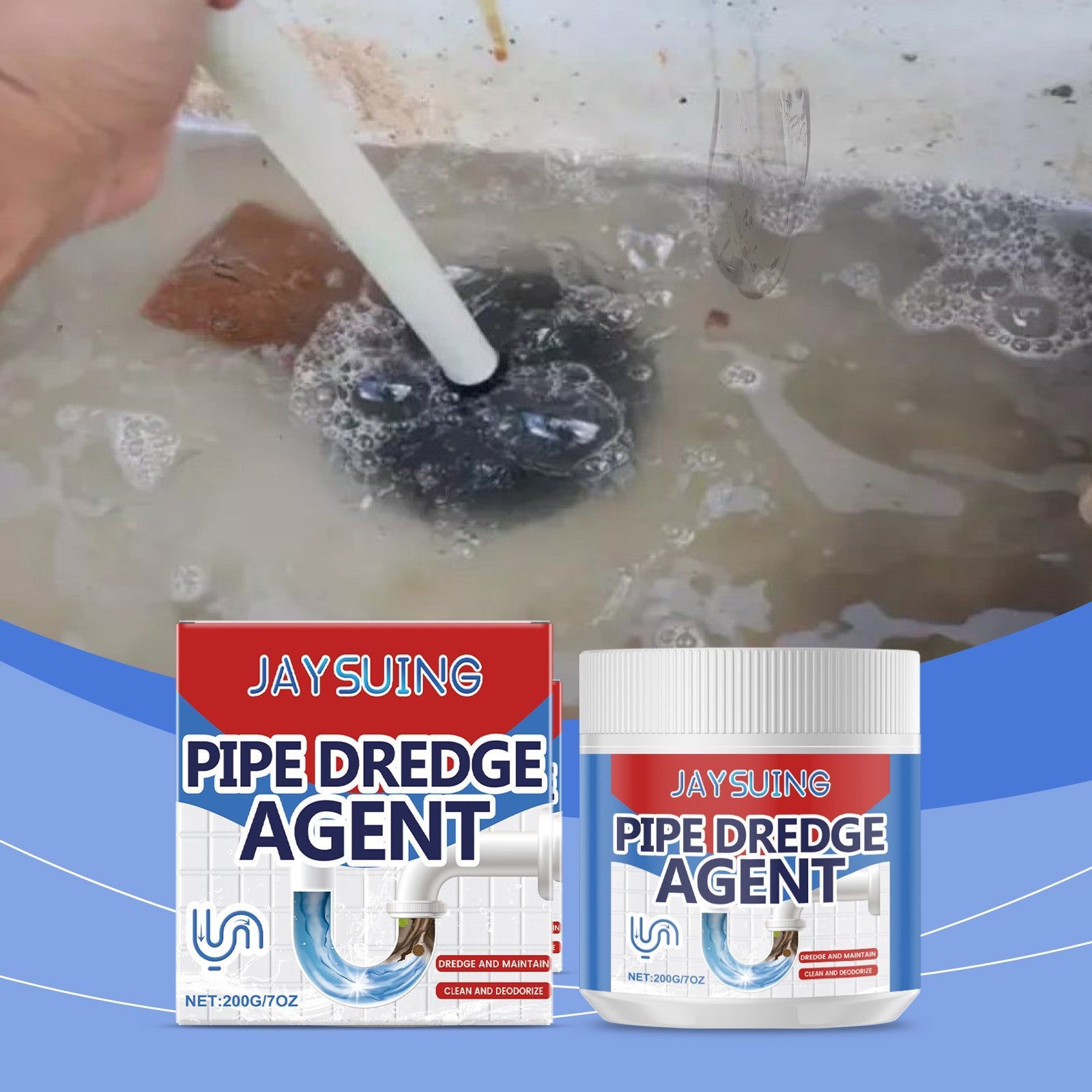 Effective Pipe Cleaner Dredging Agent, Unclogs Drains Fast, Anti-Block, Kitchen Toilet ,200g