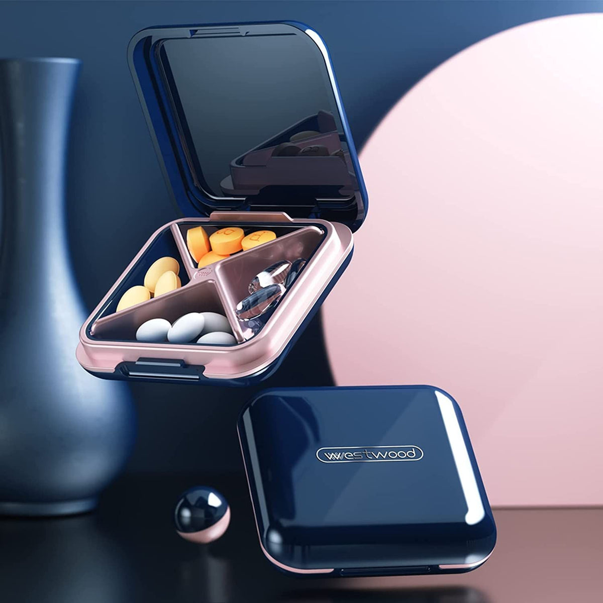 Daily Pill Case Small Pill Box Organizer Travel Medicine Container For Vitamins Fish Oils