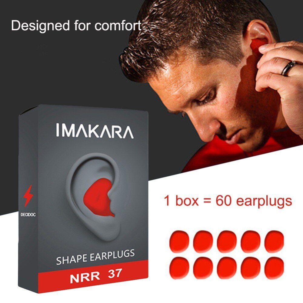 60Pcs Set Shaped Earplug Moldable Anti-Noise Soft Earbud Sleeping Protection