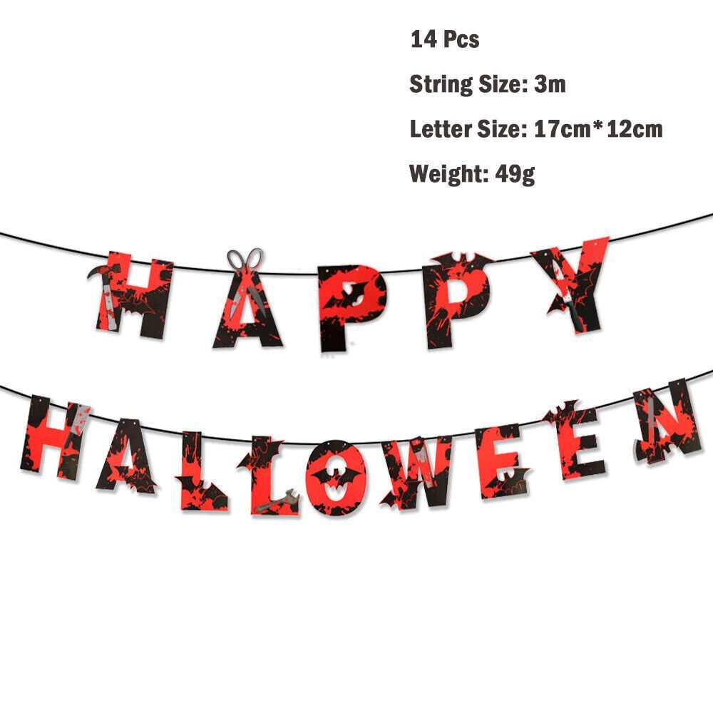 3pcs Halloween Paper Banner Bloody Scary Hanging Decoration Party Supplies