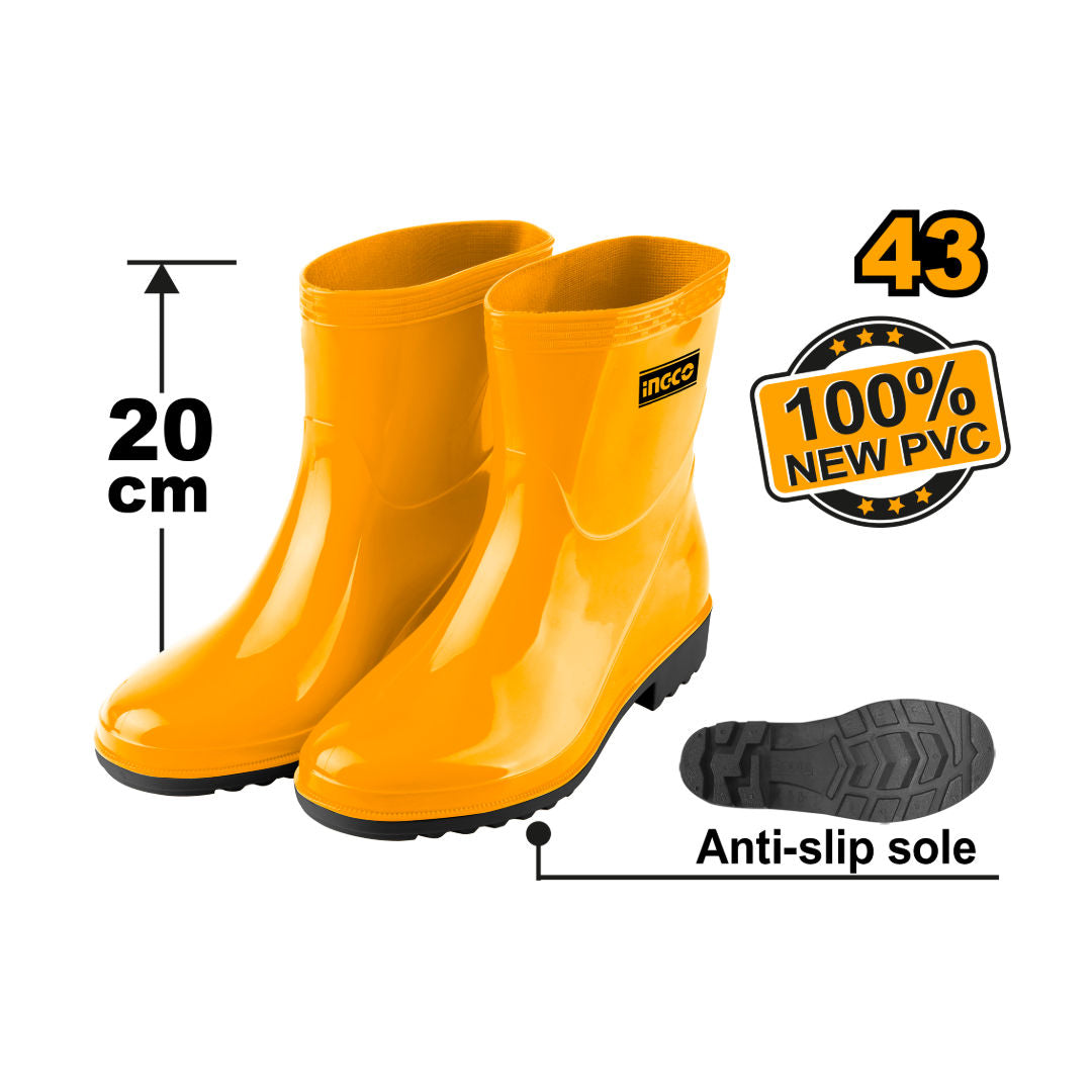 أحذية المطر INGCO 100٪ PVC / نيتريل جديد مع نعل مانع للانزلاق