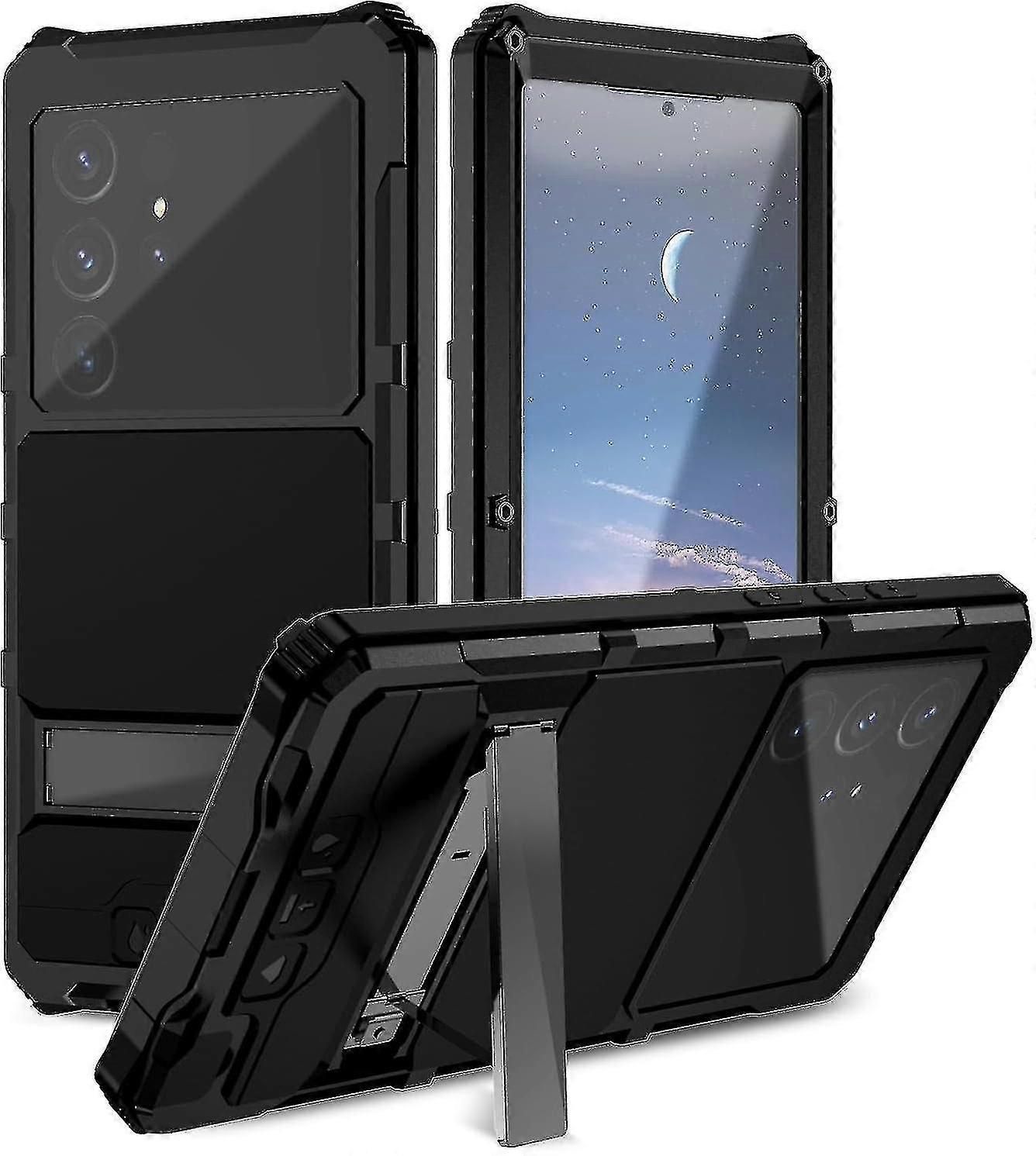 Heavy Duty Metal Military Grade Phone Case For Samsung Galaxy S24 Ultra Built-in Screen Lens Protection zxin