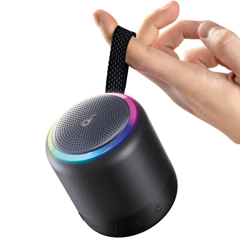 Anker Soundcore Mini 3 Pro Portable Bluetooth Speaker, 360° Sound, LED Lights, IPX7, 15H Playtime, Black