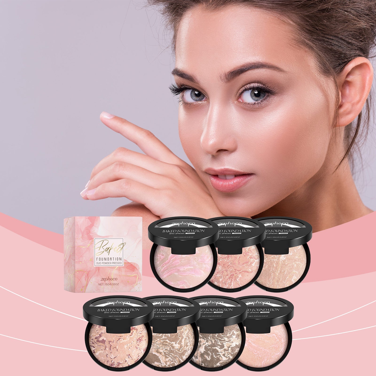 Concealer Powder Compact, Oil Control, Matte Finish, Portable Makeup, Flawless Skin ,15g