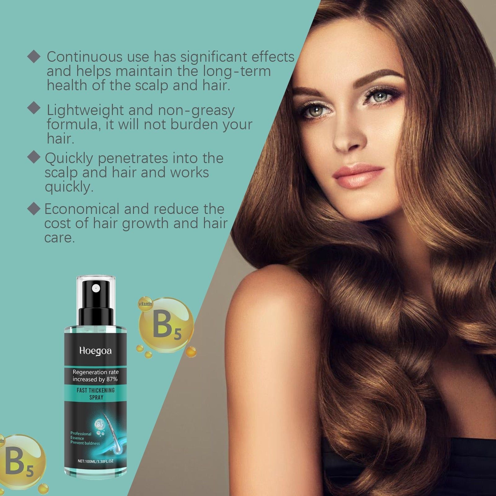 Anti-Hair Loss Spray Boosts Immunity to Baldness, Stimulates Hair Growth, Thickens Hair ,100ml