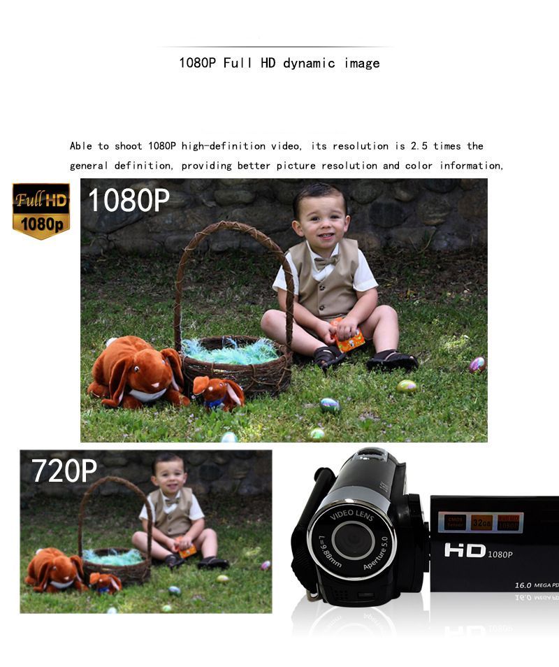 Digital Camera 16 Million Pixel 1080P HD Camcorder DV Video Recorder With LED Light