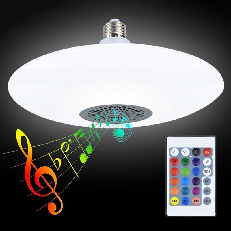 Music Ceiling Light RGB Colour Changing LED Lamp With Bluetooth Speaker Remote Control